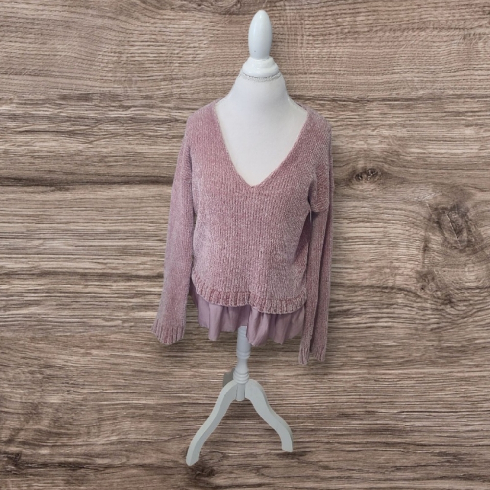 Womens Soft Chenille V-neck Sweater Sz S